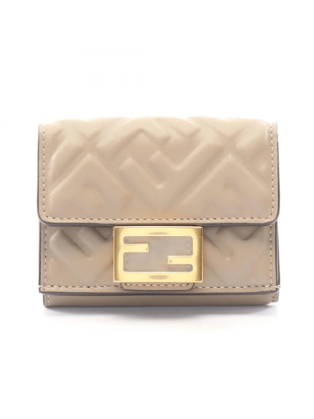 Fendi Trifold Wallet Baguette FF Logo Leather